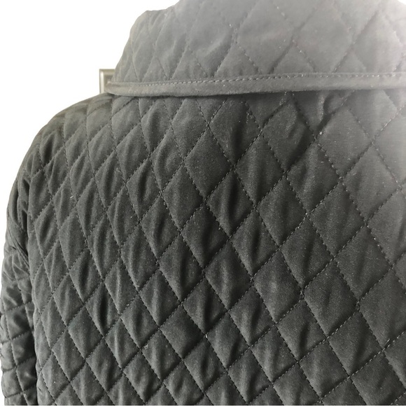 Hilary Radley Quilted Jacket Women L Petite Black  Full Snap Front  Long Sleeves - Picture 8 of 12